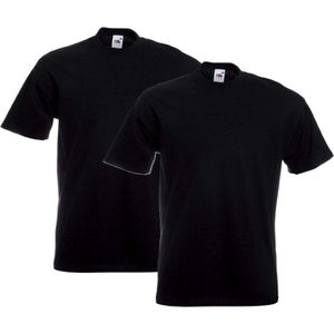 Fruit of the Loom Basics t- 2x -shirt voor heren korte mouwen - zwart - 100% katoen t-shirts - Regular fit, maat: L (40/52)