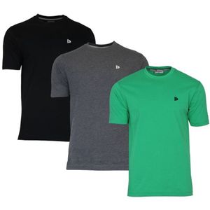 Donnay - Vince - T-shirt - Zwart/Charcoal/Grass green - 3-Pack - Heren