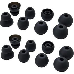 Silicone Earbuds Tips for Beats Flex, Beats X Replacement Earbuds 8 Pairs L/M/S Double Flange Rubber urBeats3 Beats Flex Ear Tips Black