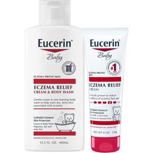Eucerin Baby Eczema Baby Cream - Baby Was gel - Tegen Eczeem - Verzacht de huid - Baby Crème duo pack