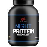 XXL Nutrition - Night Protein - 100% Micellar Caseïne Eiwit - Eiwitpoeder Proteïne Shake - Eiwitgehalte 87% - Vanille - 2000 gram