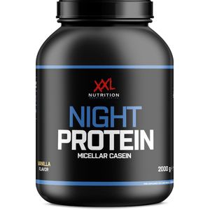 XXL Nutrition - Night Protein - 100% Micellar Caseïne Eiwit - Eiwitpoeder Proteïne Shake - Eiwitgehalte 87% - Vanille - 2000 gram