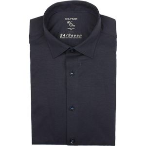 OLYMP No. Six 24/Seven super slim fit overhemd - tricot - marine blauw - Strijkvriendelijk - Boordmaat: 36