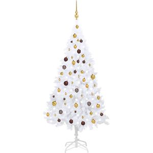 The Living Store Kunstkerstboom - wit - 180 cm - met LED-verlichting en kerstversiering