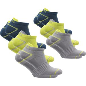 Norfolk - 3 paar - Anti Blaren Sportsokken met Demping - Eco-vriendelijke Repreve® Hardloopsokken - Sneakersokken - Enkelsokken - Geel/Grijs/Blauw - Maat 39-42 - Caretta