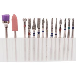 14-delige Professionele Nagelboor Set – Diamant & Wolfraamcarbide Bits – Voor Manicure, Pedicure, Gel Verwijdering & Polijsten – Universeel 3/32 inch – Inclusief Opbergdoos