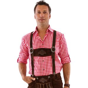 Oktoberfest Overhemd Heren - Blouse - Rood-Wit - Maat 4XL