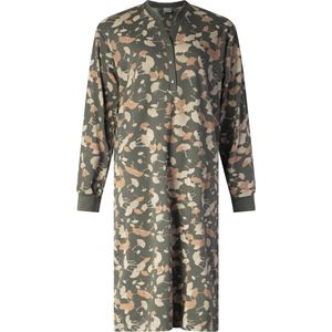Lunatex - warm dames nachthemd 224188 - aangeruwd interlock - green flower print - maat M