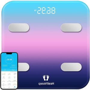 Weegschaal digitale personenweegschaal - impedantiometrisch - intelligente bluetooth - glimlachend