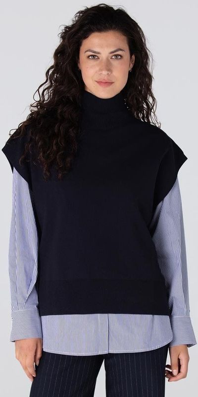 Jansen Amsterdam - Bracha - Mouwloze Trui - Donkerblauw