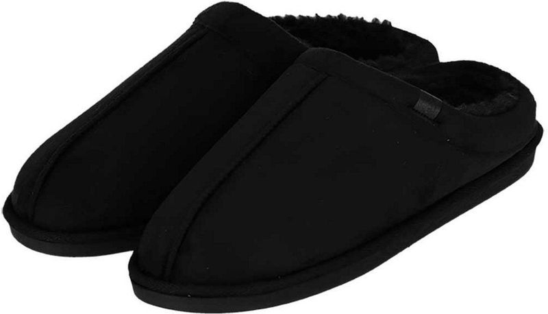 Apollo - Heren Sloffen - Zwart - Suede Buitenkant - Met Wol - Instap