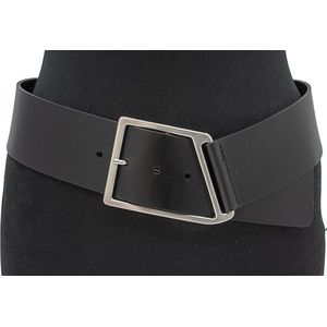 Thimbly Belts Dames brede heupriem zwart - dames riem - 6 cm breed - Zwart - Echt Nerf Leer - Taille: 85cm - Totale lengte riem: 100cm