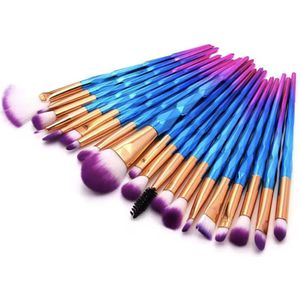 CHPN - Make-up Kwastenset - Make-up kwasten - 20-delige - Make-Up Kwasten Set - Penseeltjes - Cadeau - Make-up aanbrengen - Kwastjes - Oogschaduwkwast - Foundationkwast - Blush - Roze met blauw