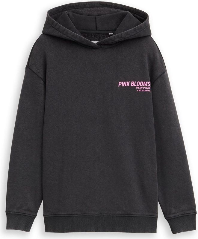 Tom Tailor - Hoodie - Heavy Black - Met Print Voor en Achter