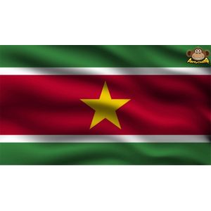 Partychimp Surinaamse Vlag Suriname - 90x150 Cm - Polyester - Groen/Rood/Wit