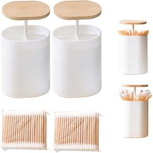 Wattenstaafjeshouder met Bamboe Staven - 2 Stuks - Wit - Voor Opbergsystemen