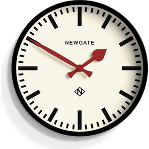 The Bagage Metalen Wandklok Wandklokken - Designer Station Clock - Perfect als een keukenklok - Kantoorklok - Ronde klok - Retro klok - Metalen klok - Zwarte Case/Rode handen