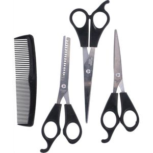 *** 4-delige kappersschaar set - inclusief 2 knipscharen, haarkam en uitdunkam - Kapsalon Hair design - van Heble® ***