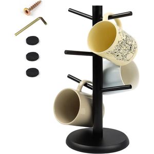 Allecto Premium - Bekerhouder voor 6 Mokken - Zwart - Keukenaccessoire