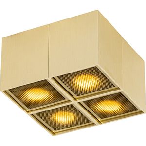 QAZQA qubo - Design Plafondspot | Spotje | Opbouwspot - 4 lichts - L 16.5 cm - Goud - Woonkamer | Slaapkamer | Keuken