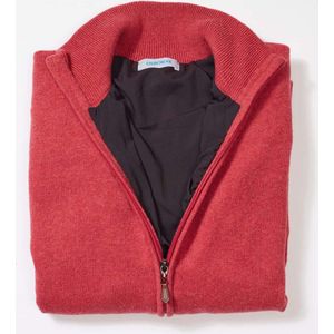 Osborne Knitwear Windstopper cardigan met rits - Dames - Lamswol - Rouge - Zwarte voering - 2XL