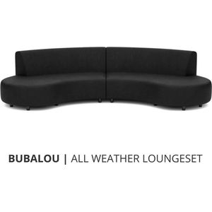 Bubalou Bended Sofa buitenbank | 6 persoons | all-weather loungeset | waterdicht | 365 dagen per jaar buiten | nooit meer slepen met kussens | Zwart