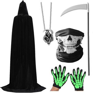 Sensenman-kostuum voor kinderen, Halloweenkostuum mannen, zeidenmankostuum volwassenen, uniseks, cosplay, Halloween, party, doodshoofd-kostuum