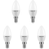 Asalite - LED Lamp C37 - E14 Fitting - 6W - 510 Lumen - 6500K Koud Wit Daglicht - 5 Stuks