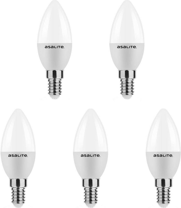Asalite - LED Lamp C37 - E14 Fitting - 6W - 510 Lumen - 6500K Koud Wit Daglicht - 5 Stuks