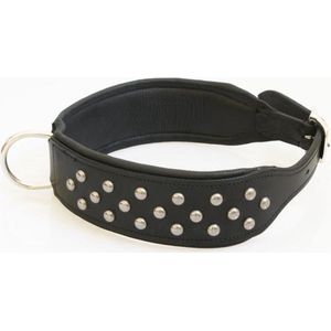 Hondenhalsband extra breed gevoerd met noppen zwart 60 cm