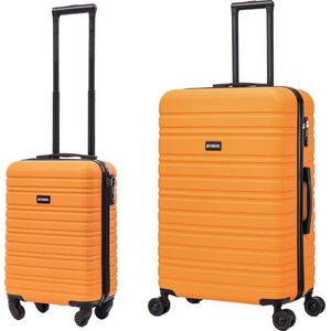 BlockTravel kofferset 2 delig ABS ruimbagage en handbagage 29 en 95 liter - inbouw TSA slot - oranje