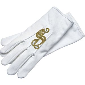 Handschoenen Wit - Sint en Kerstman - Geborduurd - Volwassenen - Maat S