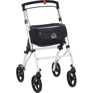 HOMCOM-Rollator Walker-Aluminium-64,5x54x102cm-Wit