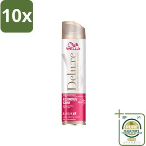 10 x Wella – Deluxe Luxurious Shine – Haarspray – 250 ml - Grootverpakking - Haarspray - Glans - UV Bescherming - Anti-pluis - Hittebescherming