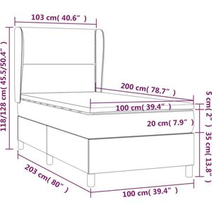 VidaXL Boxspring Matras Kunstleer Zwart 100x200 cm