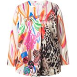 Angel of Style - Dames - Tuniek van satijn A-lijn all-over print lange mouwen - Multicolor - Maat 42