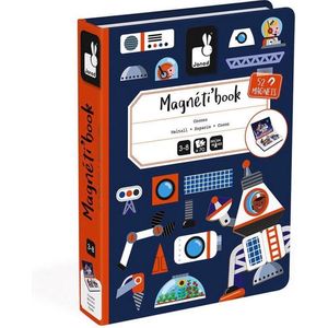 Janod Magneetboek Cosmos - Maak de knapste ruimtevaartuigen! | 18 voorbeeldkaarten + 52 magneten | Geschikt voor kinderen van 3-8 jaar
