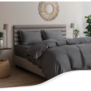 Home by TEMPUR® - Dekbedovertrek van 100% zijdezachte Bamboe - strijkvrij en droger geschikt - Antraciet - 240x220 cm - zonder kussensloop