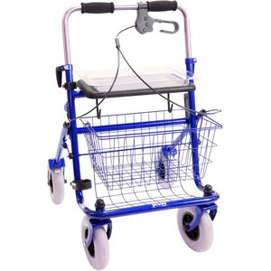 Premis Provo - Rollator - 2de Generatie - Duwbeugel - Zowel Eenzijdig Links als Eenzijdig Rechts te gebruiken - Metallic Blauw
