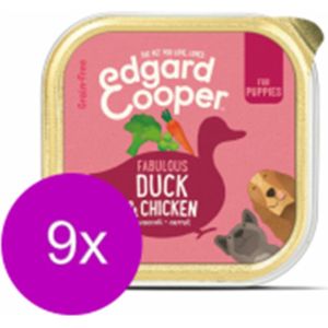 9x Edgard & Cooper Kuipje PUPPY Eend & kip - Hondenvoer - 300g