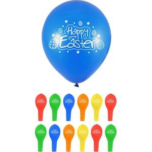 24x stuks Happy Easter thema ballonnen in verschillende kleuren 23 cm - Pasen - Paasversiering