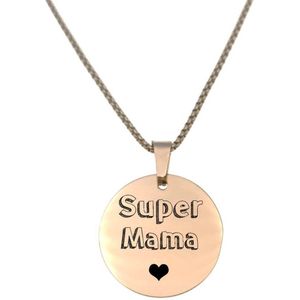 Ketting RVS - Rond - Rosegoud - Super Mama