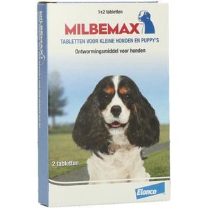 Milbemax Tabletten - Ontwormings tabletten voor honden - Puppy/Kleine honden - 2 tabl. - <5kg - Ontwormings Honden