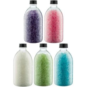 Badzout - 600 gram - set van 5 verschillende geuren - Zwarte Dop - Relaxing Moment, Eucalyptus, Opium, Lavendel en Rozen