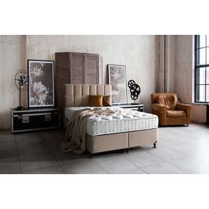 Bambi Golden - boxspring bed met opbergruimte - boxspring 140x200 - incl. luxe matras en hoofdbord