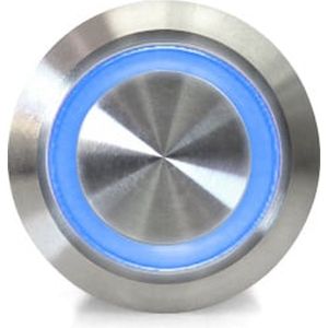 OTRONIC® Drukknop | aan-uit self lock | 5V LED Blauw | RVS | 12mm