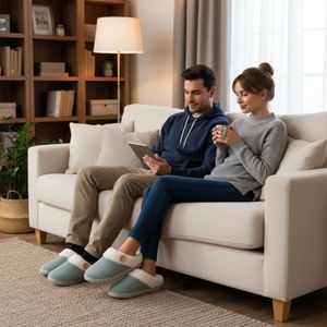 longziming Warme Gebreide Slippers - Cosy Huisschoenen - Pluche Voering, Lichtgewicht, Anti-Slip Rubber Zool - Cosy Huisschoenen - Slippers voor heren en dames - voor Binnen en Buiten - Groente - Maat 38-39