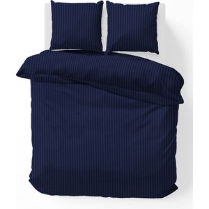 iSleep Satijnstreep Kussensloop - 60x70 cm - Donker Blauw