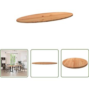 The Living Store Tafelblad 240x100x4 cm ovaal massief eikenhout lichtbruin - Eikenhouten Tafelblad - Ovale Tafel - Eetkamertafel - Grote Tafel - Massief Hout