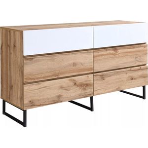 Vente-unique Ladekast met 6 lades - Kleur: naturel en wit - CEVANIA L 140 cm x H 81 cm x D 41.5 cm